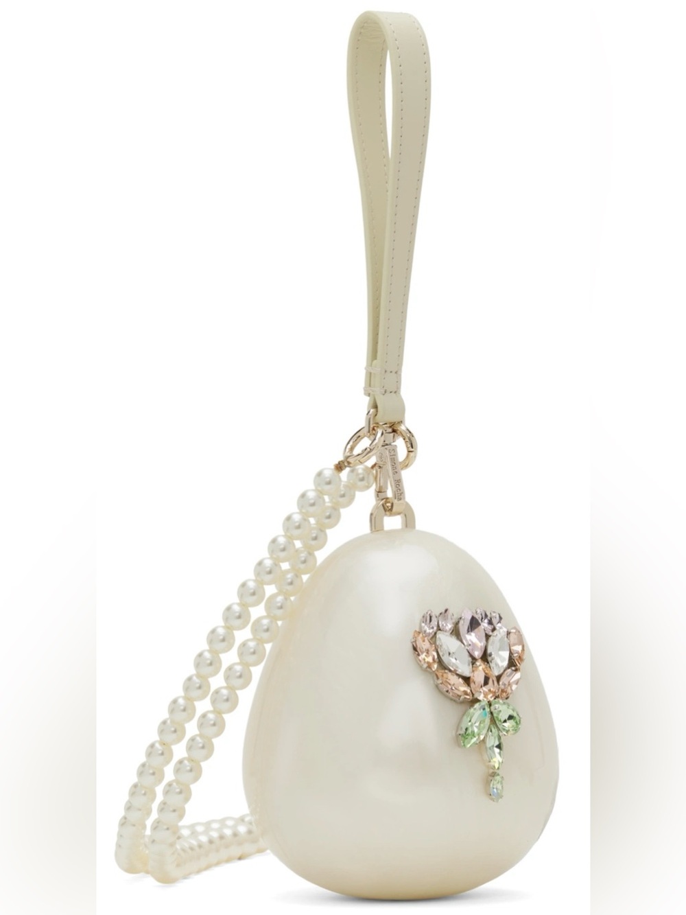 Simone Rocha Cream Pearl Jeweled Egg Wristlet - Picture 2 of 11